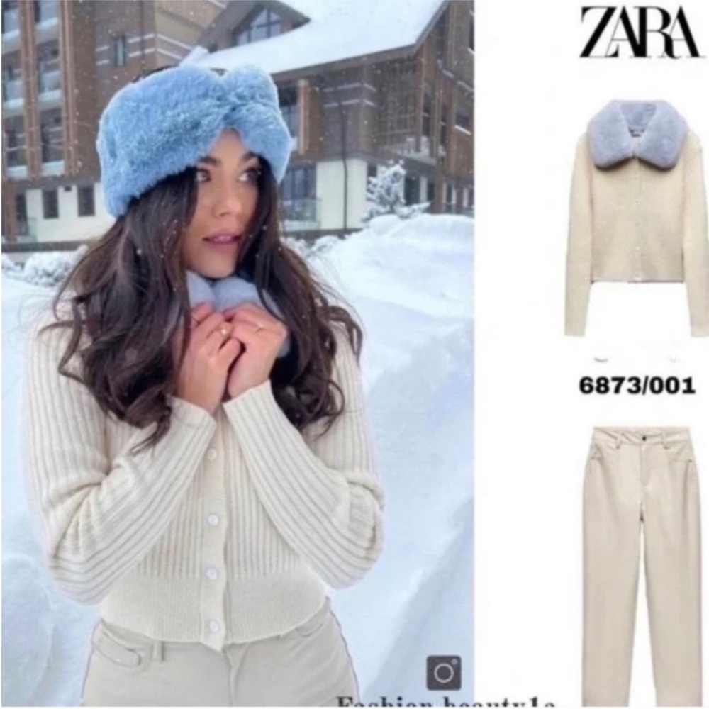 Zara Cream Ribbed Cardigan - Picture 2 of 7